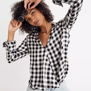 Madewell Wrap Front Shirt in Buffalo Check Size S